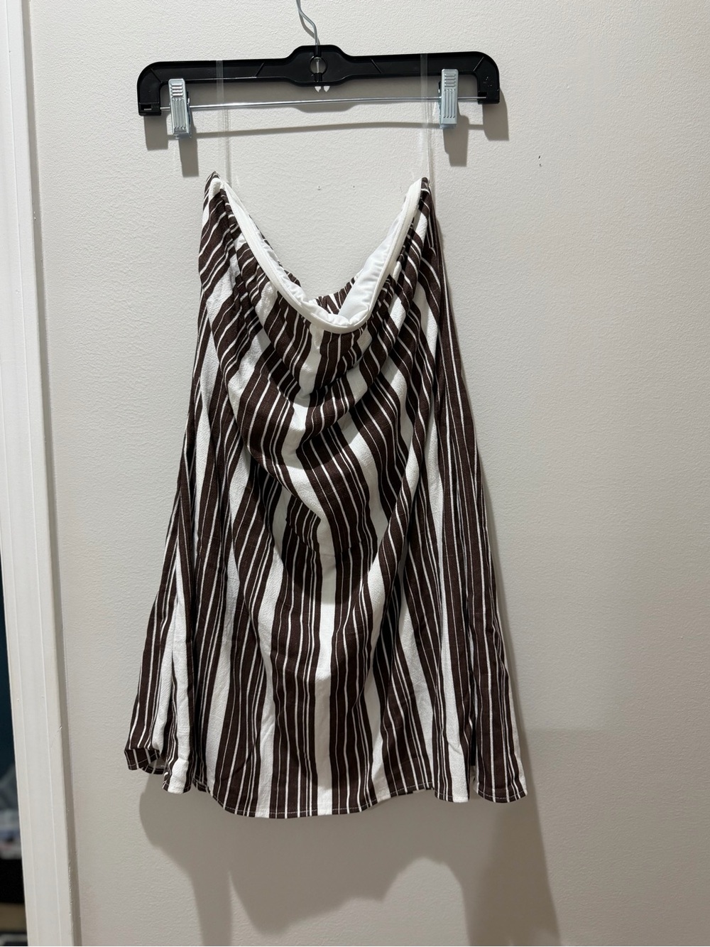 Altar'd State Brown and White Striped Mini strapless dress